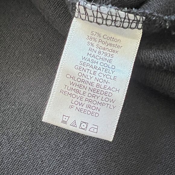 Susan Graver Weekend Dress Size L Black French Terry Short Sleeve Split Neck - Picture 4 of 7